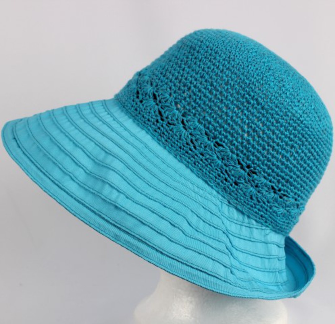 Cotton brim w crocheted crown turq Style : HS/9109 image 0